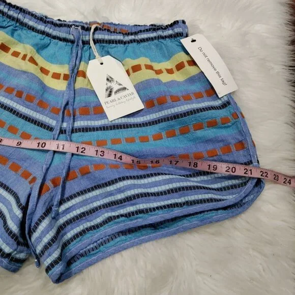 Pearl & Caviar Artsey Grecian Lagenlook Boho Striped Alonissos Shorts Size M NWT - Picture 8 of 11